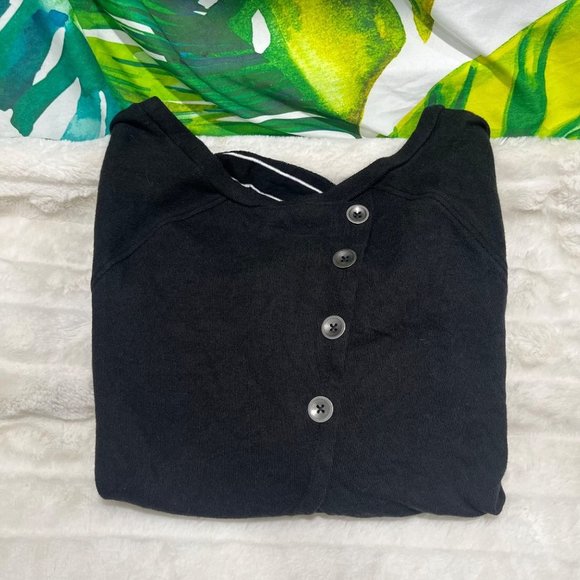 CASLON Women’s Medium Black White Button Back Long Sleeve Fall Winter Top - Picture 2 of 9